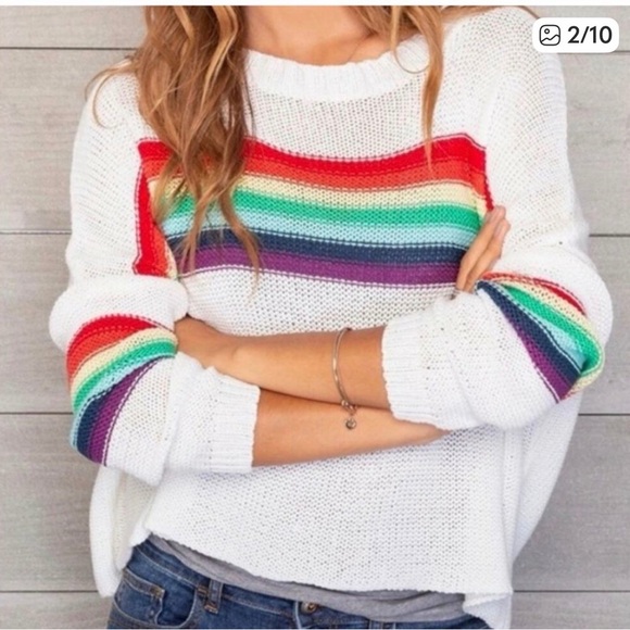 ⭐️Wooden Ships Cotton Knit Rainbow Sweater⭐️ - Picture 2 of 8
